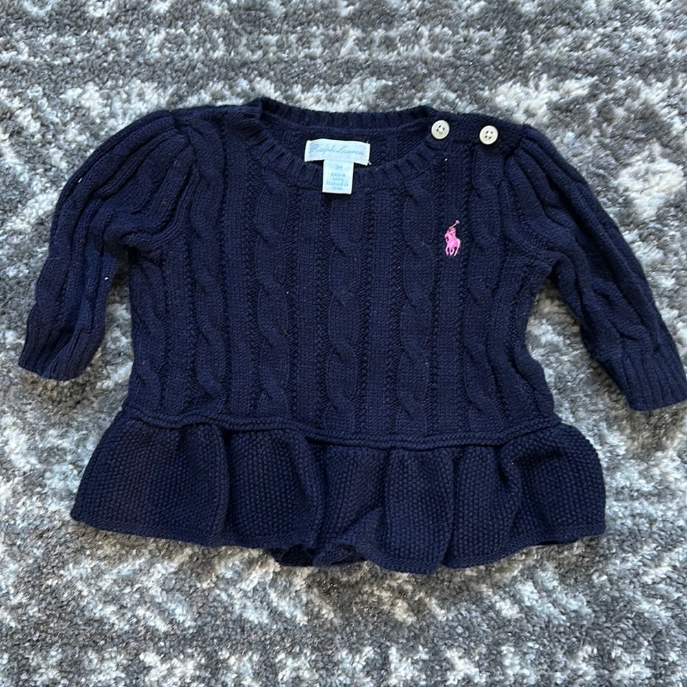Ralph Lauren Baby Cable Knit Peplum Sweater - 3M